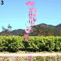 1+1 풍경소리 윈드차임 처마종 1pc 모델 크리 에이 티브 크리스탈 나비 모바일 윈드 차임 벨 정원 장식 럭키 야드 정원 거실 매달려 장식, 분홍색