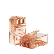 100 개 RJ45 이더넷 케이블 모듈 플러그 네트워크 커넥터 RJ-45 크리스탈 헤드 Cat5 컬러 Cat5e 골드 도금, 01 주황색_01 100 PCS