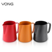 디자인 라떼 아트 스팀 피쳐 밀크 저그 컵 튜닝 피처, 400ML 레드