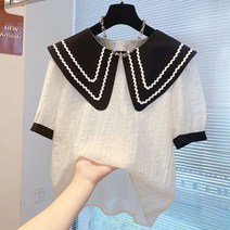반소매 블라우스 상점 궤짝을 치우다 여성의류 마름질 유럽 상품 블러킹 플랫카라 패치워크 풀오버 후드 여름 4806046864