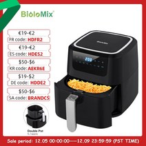 가정용튀김기 튀김솥 전기튀김기 치킨 돈까스 탁상용 BioloMix 5L 1400W 디지털 에어 프라이어 핫 오븐 쿠, 01 Black_04 KR