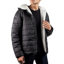 URBAN BUCK 남성용 후드가 달린 패딩 재킷 고중량 겨울 다운 방풍 및 방수 블랙 Wilfred 셰르파 퍼퍼