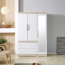 해해동동 클라라(댐퍼경첩)1200투서랍 거울 장롱세트(2서랍옷장+거울반문옷장 이불장)신제품(88), 거울 반장 내부 - 옷장, 화이트워시