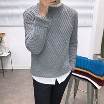 애드매이브 겨울 남자 크로스패턴 라운드 니트 7color