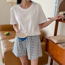 [당일출고] 수엠W 밴딩 반바지 홈웨어 K162 면체크3부
