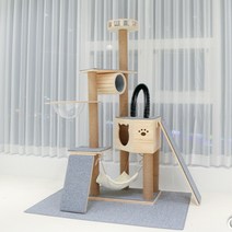 가르르 원목 고양이 캣타워, 긴보드, 필요없음, 연그레이