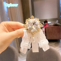 Ogfaour 리본 브로치 블랙 레이스 보타이 셔츠 넥패치 빈티지 학원풍 넥 플라워 스위트 넥핀 A23030134