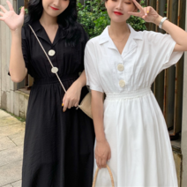 나루니 W02943 카라넥 원피스 미디원피스 반팔원피스 여름원피스 봄원피스 키작녀 예쁜