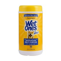 Wet Ones 애완동물 탈취 다목적 강아지 물티슈 베이킹 소다 포함 모든 강아지용 열대 스플래시 향 습식 50개입 캐니스터, 300 Count