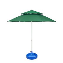 원터치 방식의 편리한 개폐 지름 2300mm 2단 파라솔, 쿠팡 녹색_청색물통포함