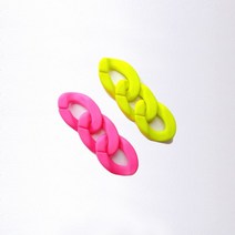 키링 부자재 아크릴 네온 매트 꽈배기 납작 고리 체인 3P 20x25mm