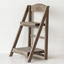 고재 빈티지 스튜디오 갤러리 한옥 소품 Cass 더블 레이어 사다리꼴 꽃 선반 단단한 미 복고풍 오래된 발코니 다층 나무, 밝은 노란색 모 놀리 식