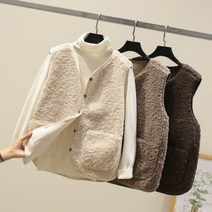로로스키니 여성 단추 양털 후리스 조끼 뽀글이 베스트 LS0481
