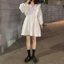 키밍 / 앞뒤 프릴장식 레이스자수 러블리스타일 미디원피스