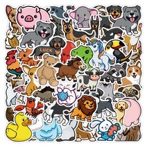 교육용 동물 스티커 컬렉션 다꾸 띠부띠부 도무송 노트북 탑꾸 다이어리 꾸미기 리무버블 캐리어 아이패드 다꾸세트 탑로더, B 동물모음 50장