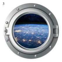 3D 잠수함 Porthole 창 벽 스티커 구강 상어 물고기 보트 냉장고 욕실 홈 인테리어 Sealife 인쇄 YZL7, D3