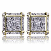귀걸이 힙합 패션 Hip-Hop 24K Gold Plated Men Stud Earrings Round Diamond Fashionable [G00125729]