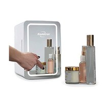 Koolatron LED 조명 메이크업 거울이 있는 코스메틱 미니 냉장고 스킨케어 뷰티 세럼 페이스 마스크용 6L AC/DC 컴팩트 냉장고 가정 여행 기숙사 사무실용 손잡이가 달린