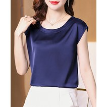 여성 실크나시 실크 캐미솔 나시 티 헤비급 새틴 라운드 넥 탑 여름 이너 및 아우터웨어