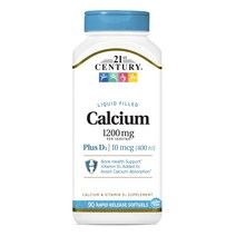 21세기센트리 칼슘 1200mg 플러스 D3 10mcg 래피드 릴리즈 소프트젤, 90개입, 1개