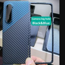 삼성 호환 갤럭시 Z 폴드 4 용 리얼 카본 패브릭 파이버 아라미드 케이스 초박형 라이트 커버 3, [03] Black and Blue