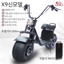 할리 전기 자동차 2 륜 자전거 성인 이동성 큰 타이어 와이드 배터리 전동 스쿠터, 6. X9 80km 착탈식 배터리, 60V