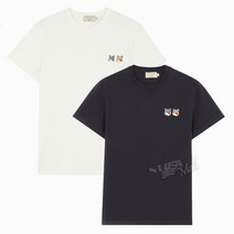 메종키츠네 더블 폭스 헤드 패치 티셔츠 BU00103KJ0008 MAISON KITSUNE DOUBLE FOX HEAD PATCH CLASSIC TEE-SHIRT