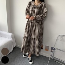 고래백화점 체크 캉캉 셔링 원피스 선물 외출 심플 큐티 예쁜 남자친구 빅사이즈 여성의류