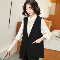 MOSAIRATION 춘추용 여성 정장조끼 캐주얼조끼 베스트 민소매 원버튼 데일리룩 오피스룩 SFW0829017