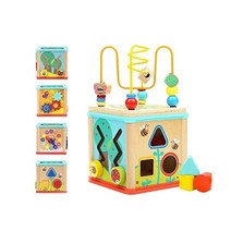 TOP BRIGHT Wooden Shape Sorter Activity Cube Toys for 1 Year Old Baby - 1st Birthday Gifts for Girl
