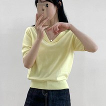 반해써 6color 젤리 반팔 브이넥 반팔니트 T_YW1088