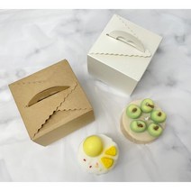 미니 하트 손잡이 케이크 선물 상자 (화이트 크라프트), 1개, 화이트
