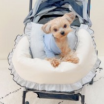 컴패딩강아지고양이유모차 개모차, 베이지 그레이 스트라이프(3장)