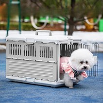 접이보관 켄넬 고양이 강아지 케이지 이동장 대중교통, 블루/화이트 대형 20kg
