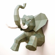 DIY 3D 핸드메이드 벽장식 페이퍼크래프트 동물 입체 종이접기 셀프인테리어소품 종이 아트, 코끼리