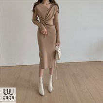 유유가가 여성 슬림핏 긴팔 이너 니트 스웨터 원피스