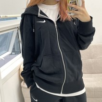 (국내매장판) 나이키 스우시 자수 긴팔 블랙 그레이 후드집업