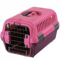 SS1807 리첼 강아지 고양이 이동장 캠핑캐리 싱글도어 핑크 M