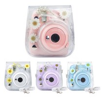 fujifilm mini 11 9 8 투명 케이스 보호 휴대용 가방 커버 포함 숄더 스트랩 보관 가방, 분홍색