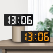 Fowod LED 스마트 디지털탁상시계 알람 다기능 무소음 자명종, 화이트