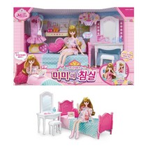4세 여아 선물 미미 핑크 침대 화장대세트 인형 마론 패션 옷입히기 상상력