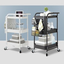 미용실 튼튼 세련 3단 이동 트롤리 추천 수납트롤리 카트트롤리 이동선반 이동식트롤리, 블랙