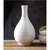 전통 백자 주병 줄무늬 술병 전통주병 호리병 막걸리병 동동주병 도자기술병, 줄무늬 백자주병