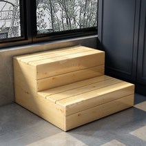 2단 나무 발판 원목 계단 발받침대 디딤판 현관 베란다, A컬러-폭60 깊이60 높이32cm