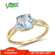 vistoso 14k 585 옐로우 골드 ring for women diamond sky blue topaz ring gold 585 real original Anniversary
