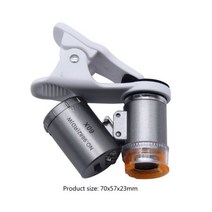 60X 전화 현미경 돋보기 카메라와 LED 라이트 범용 모바일 렌즈 매크로 줌 카메라 클립, CHINA, 02 Grey