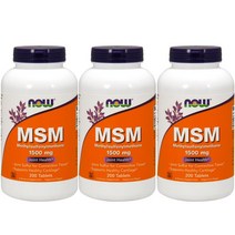 나우푸드 MSM 1500mg 타블렛 글루텐 프리 비건, 200개입, 3개