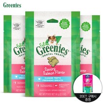 그리니즈 필라인 60g X 3팩 3종콤보 맛별 고양이이빨과자 구강관리, 비타크런치 증정, 연어맛 60gX3팩 / 23.08