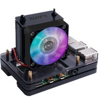 아두이노 아두이노키트 아두이노코딩 52pi 라즈베리 파이 4 모델 b 스 타워 rgb 냉각 팬 구리 튜브 쿨러 라즈베리 파이 4 b3b3b+용 5층 케이스 포함, 검은색과 검은색 케이스
