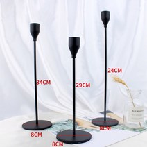 티라이트홀더 캔들 모빌 센터피스 3구 촛대 클립 초 우드 받침 트레이 양초 유럽 금속 캔들 홀더 간단한 황, 02 black 3pcs24 29 34CM